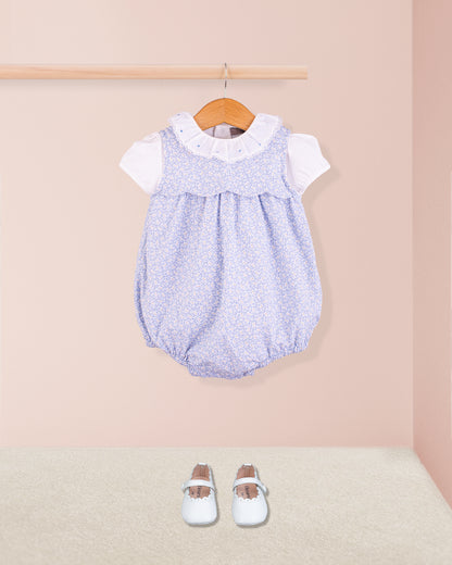 Scalloped Bubble Campari Blue - Romper