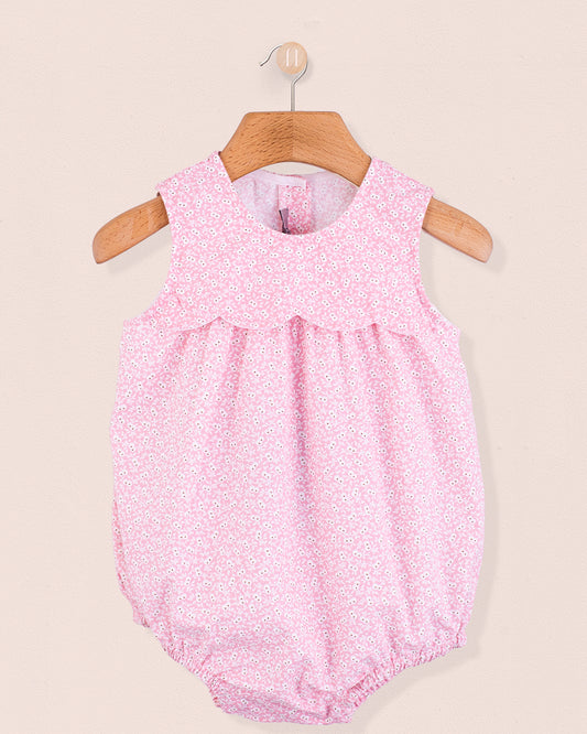Scalloped Bubble Campari Pink - Romper