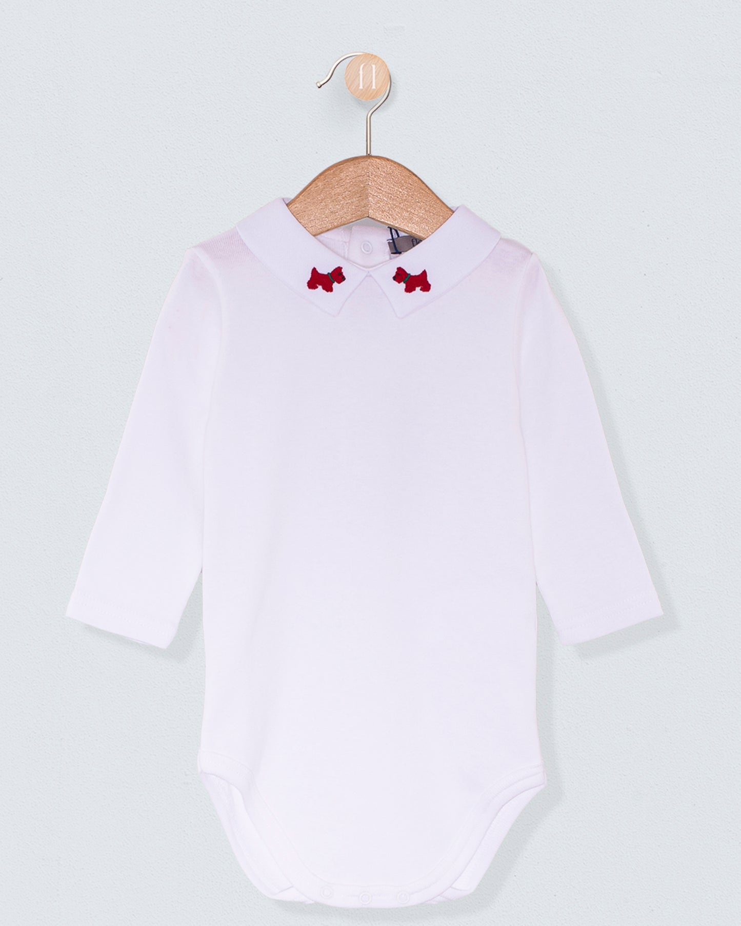 Italian Embroidered Red Scotty Onesie - Onesie