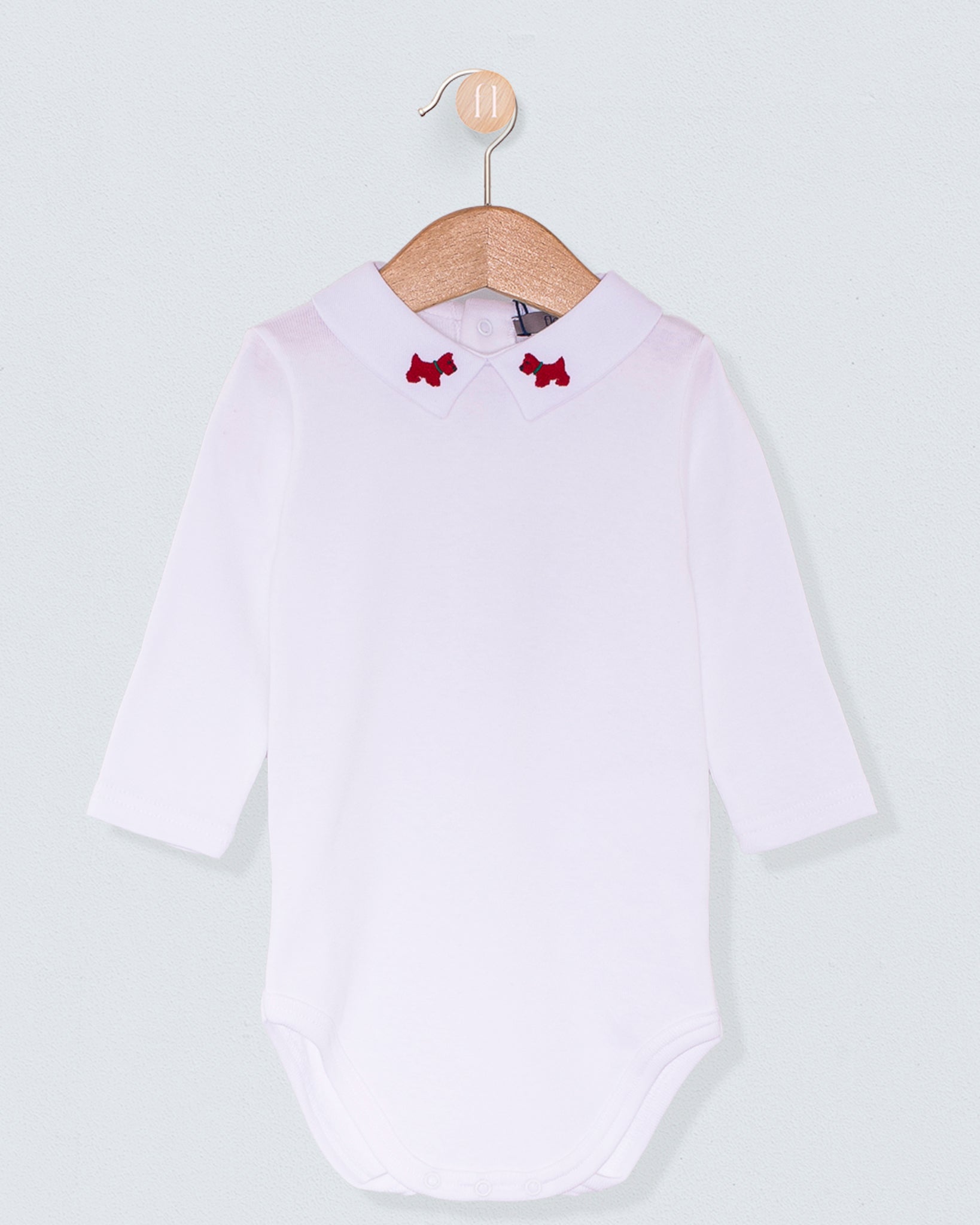 Italian Embroidered Red Scotty Onesie - Onesie