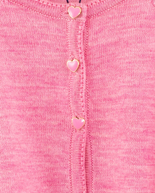 Serena Candy Pink Mélange Wool Bolero - Cardigan