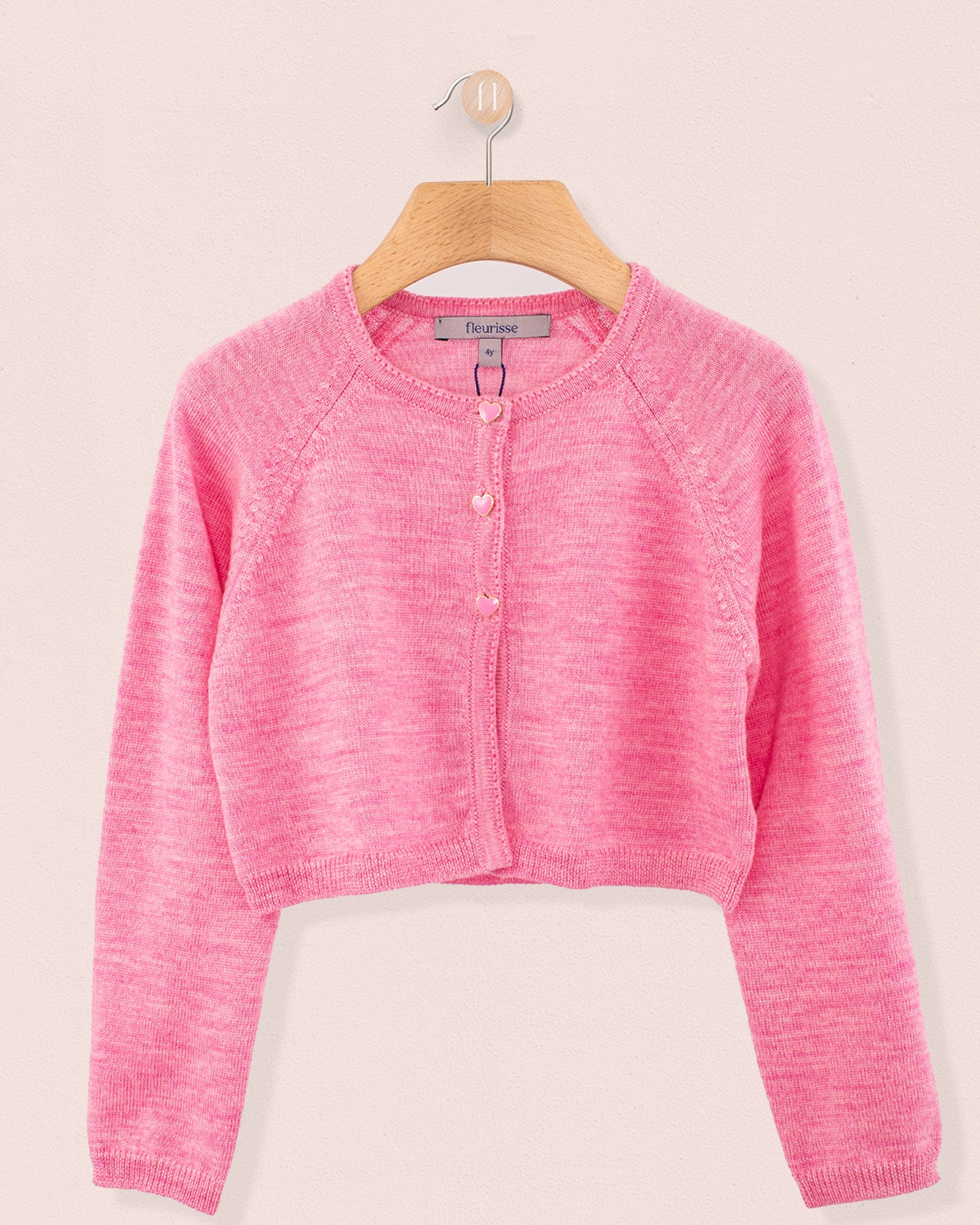 Serena Candy Pink Mélange Wool Bolero - Cardigan