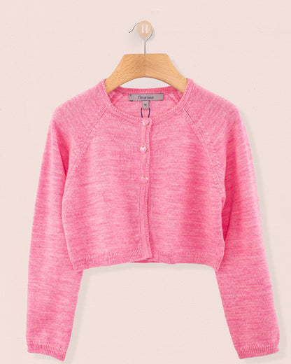 Serena Candy Pink Mélange Wool Bolero - Cardigan