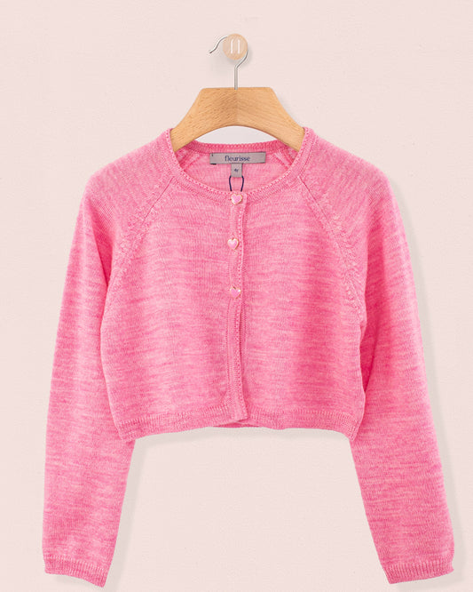 Serena Candy Pink Mélange Wool Bolero - Cardigan