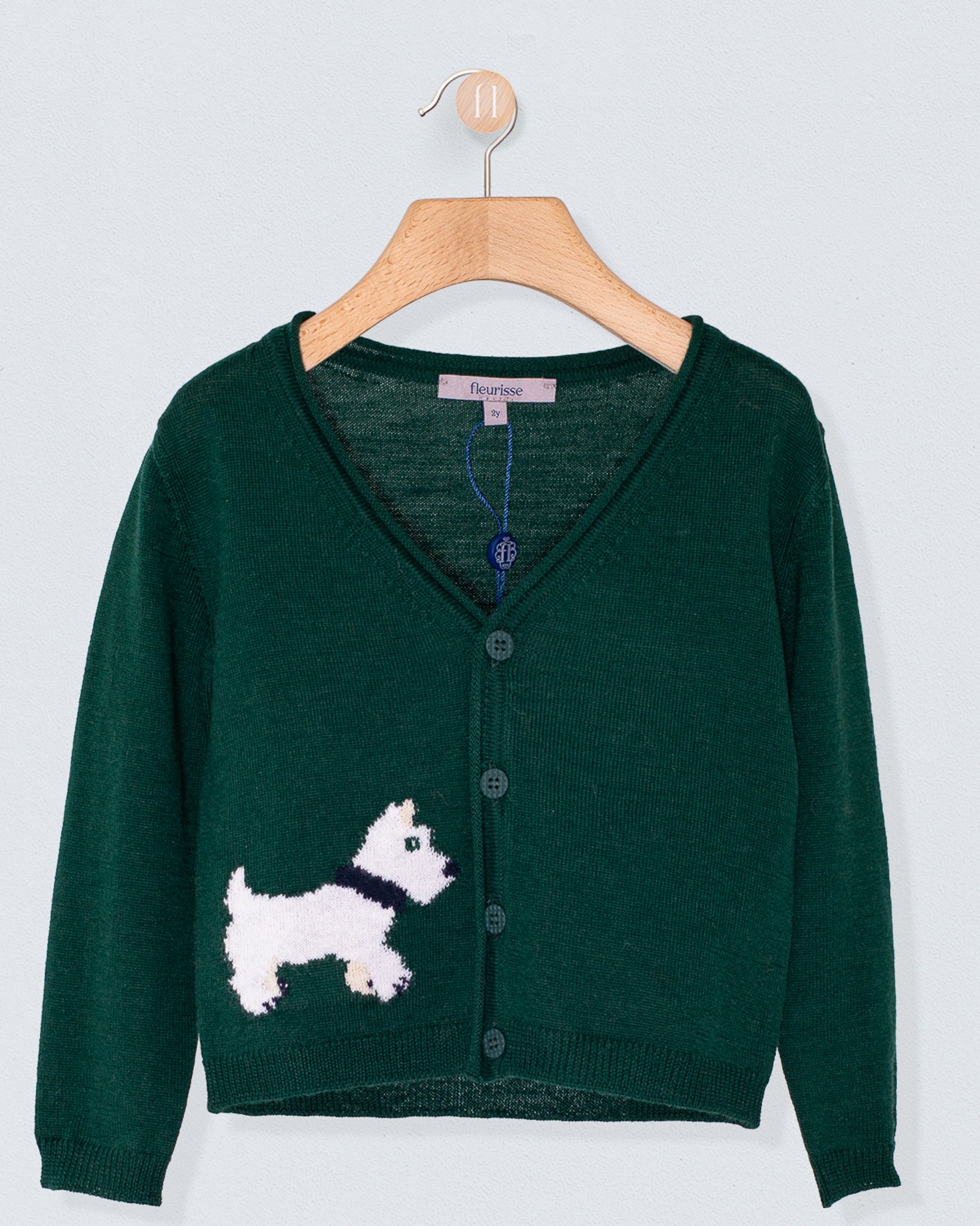 Scotty Pine Green Wool Cardigan - Sweater