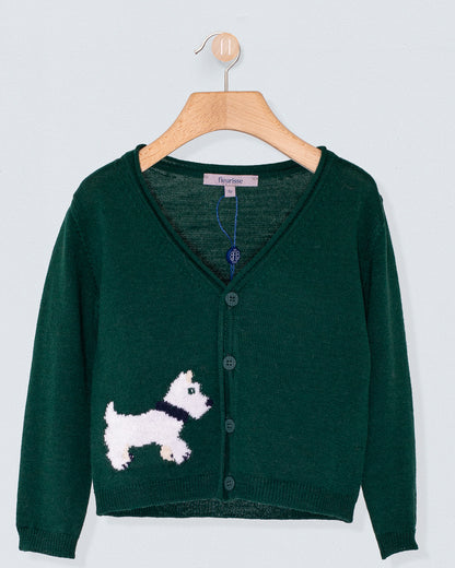 Scotty Pine Green Wool Cardigan - Sweater