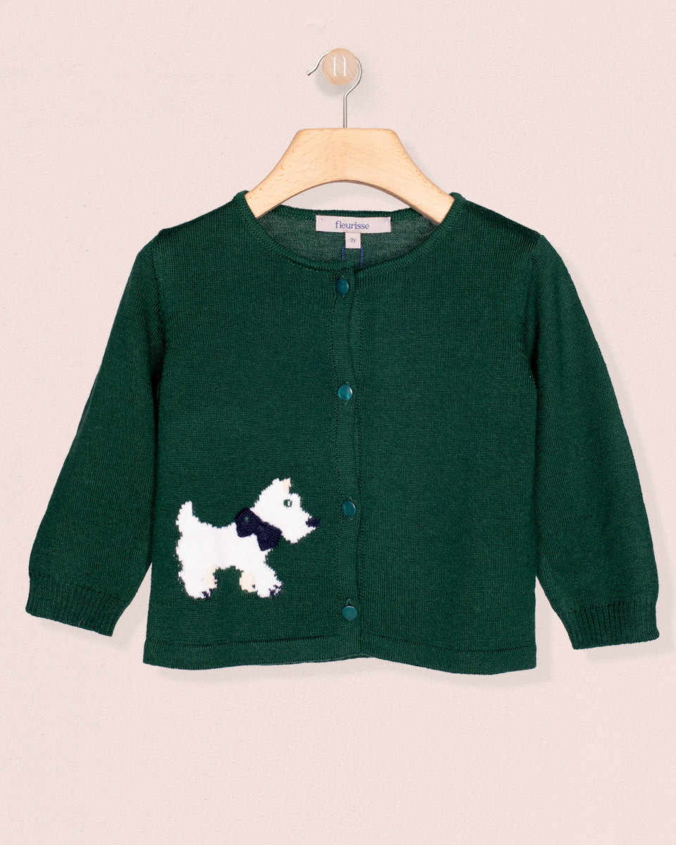 Madeleine Pine Scotty Wool Cardigan