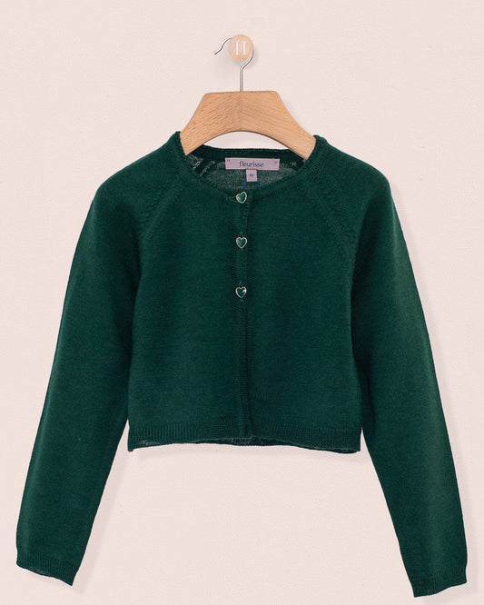 Serena Pine Green Wool Bolero - Cardigan