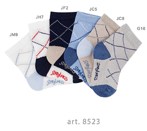 Story Loris Argyle Short Sock White/Navy