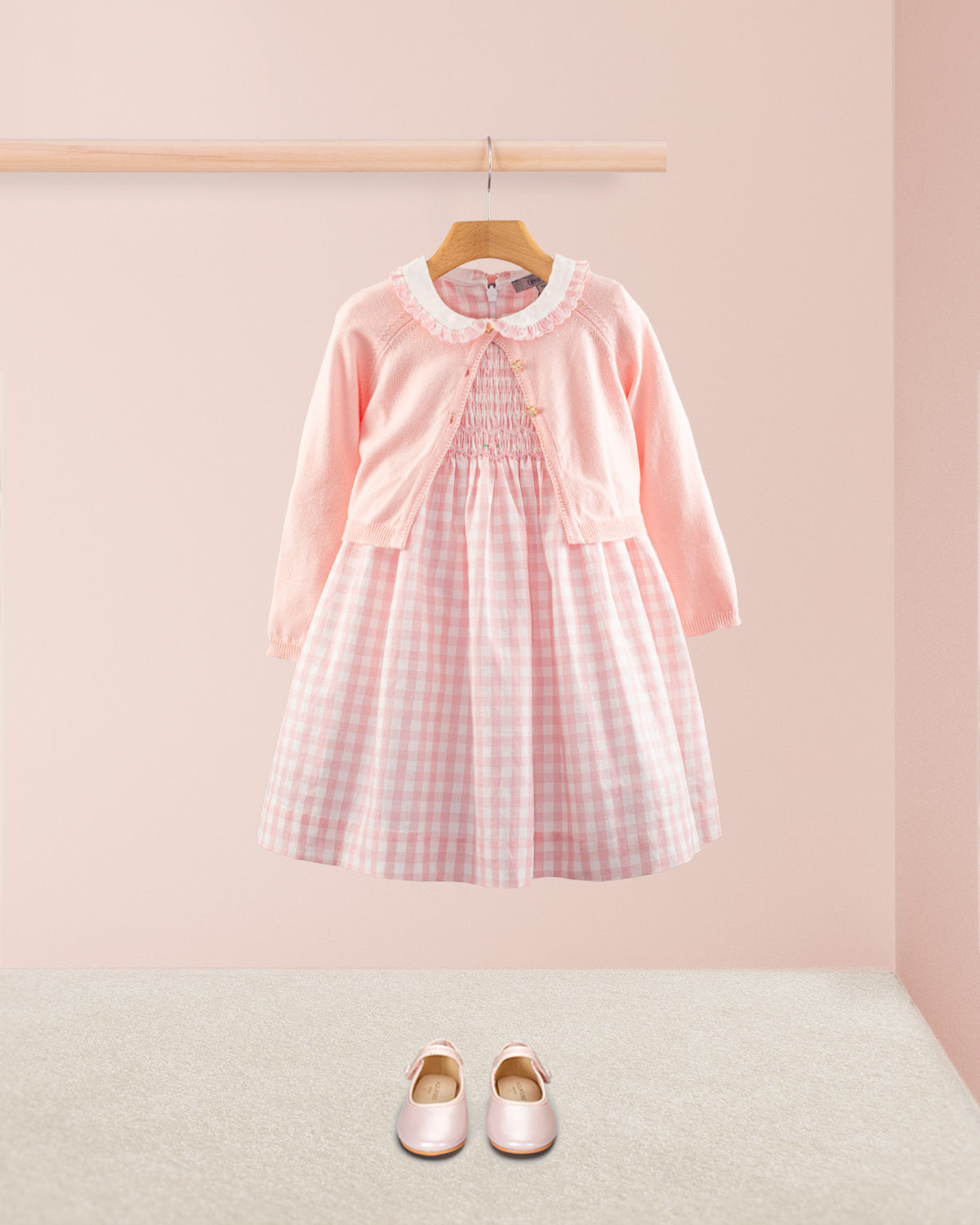 Sicily Pink Gingham Linen Smock - Smocked Dress