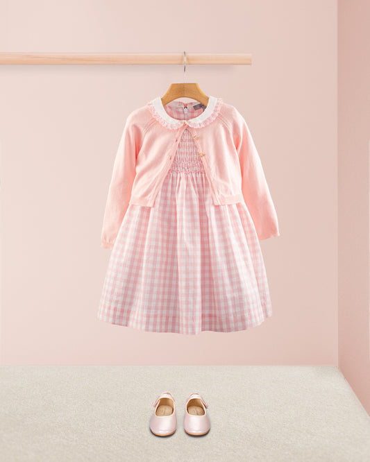Sicily Pink Gingham Linen Smock - Smocked Dress