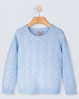 St. Moritz Sky Blue Cashmere Cable Sweater
