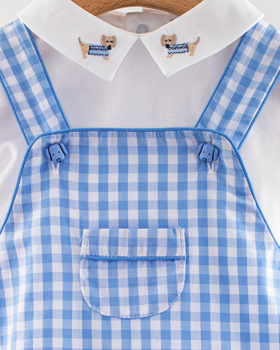 Starboard Blue Large Gingham Shortall - Romper