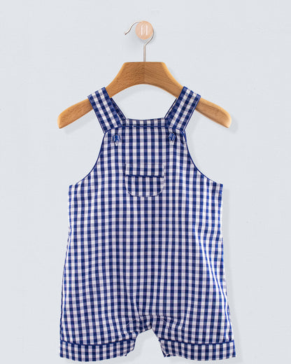 Starboard Navy Large Gingham Shortall - Romper