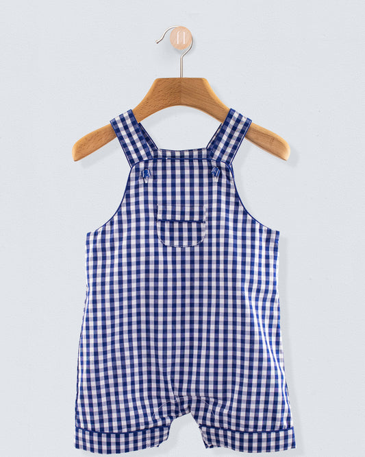 Starboard Navy Large Gingham Shortall - Romper