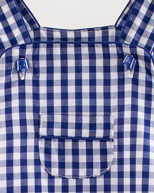 Starboard Navy Large Gingham Shortall - Romper