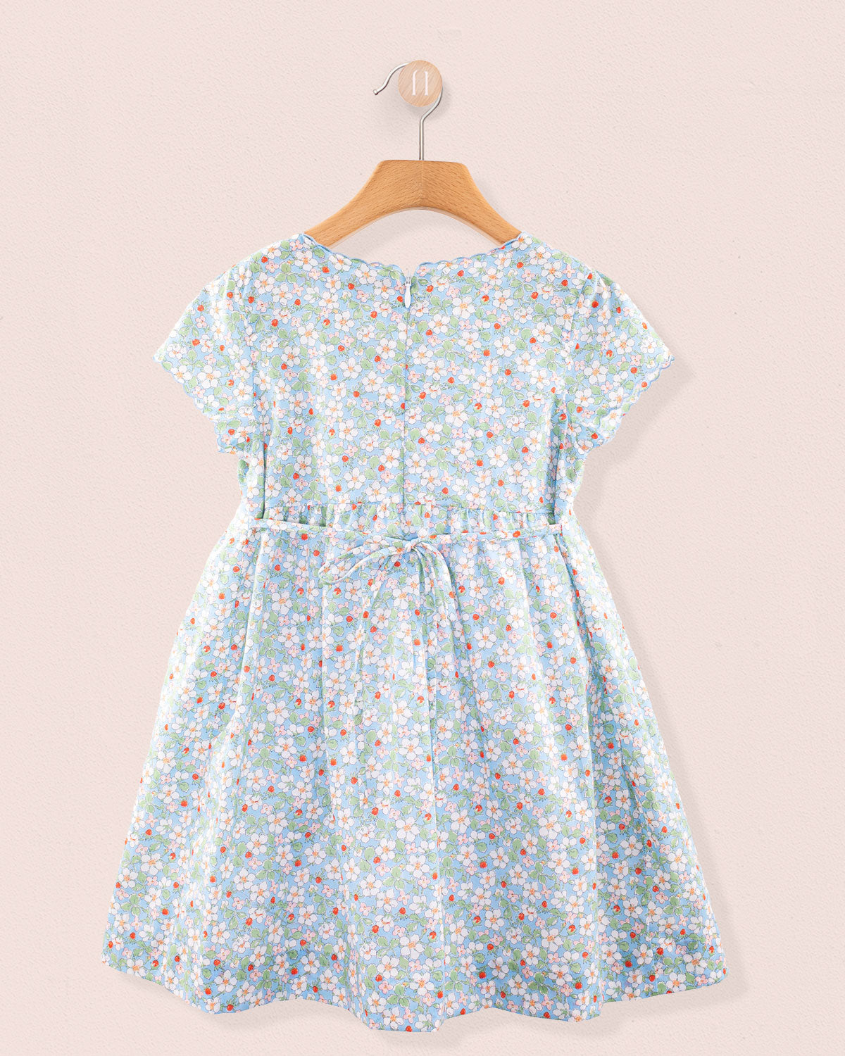 Juliette Liberty Strawberry Field Blue Smock - Smocked Dress