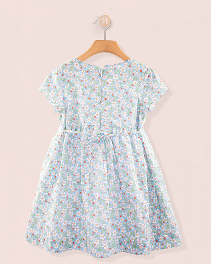 Juliette Liberty Strawberry Field Blue Smock - Smocked Dress