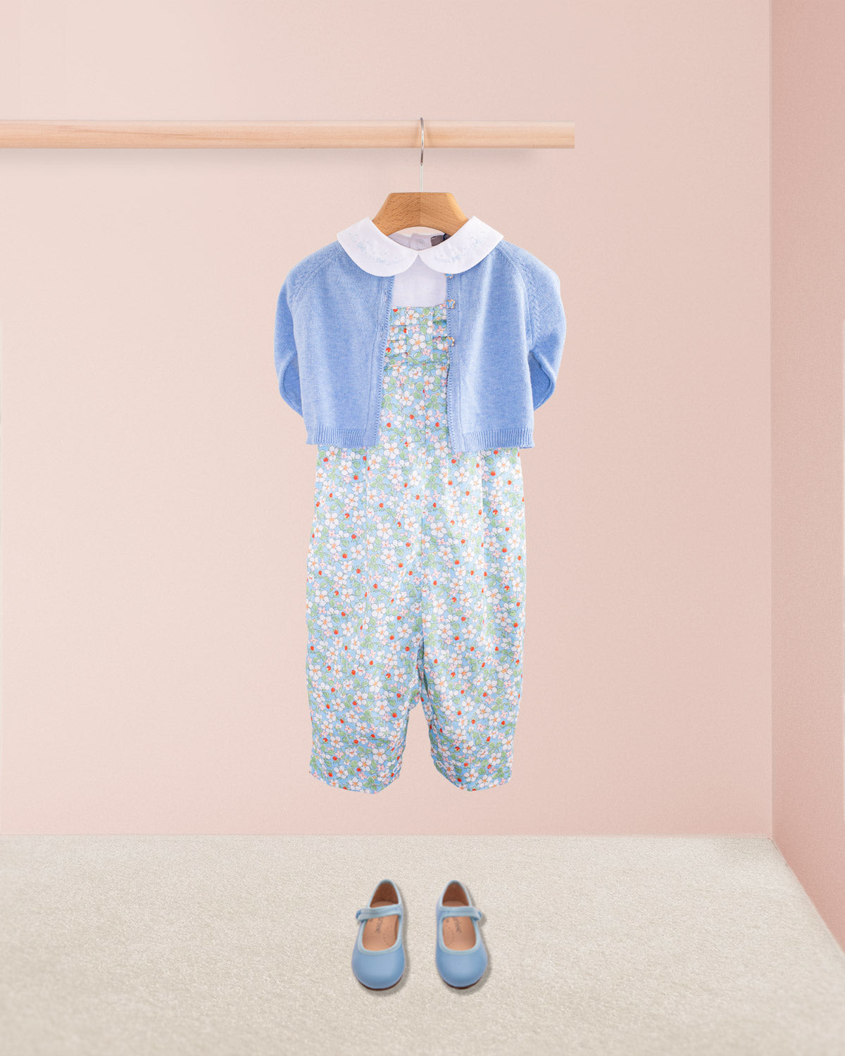 Louise Liberty Strawberry Field Blue Overall - Romper
