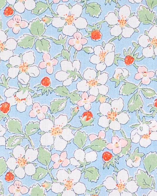 Juliette Liberty Strawberry Field Blue Smock - Smocked Dress