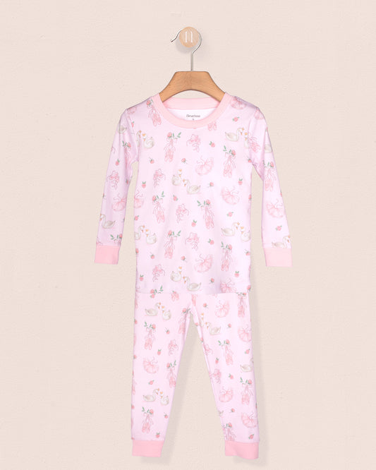 Pima Pink Swan 2-Piece Pajama