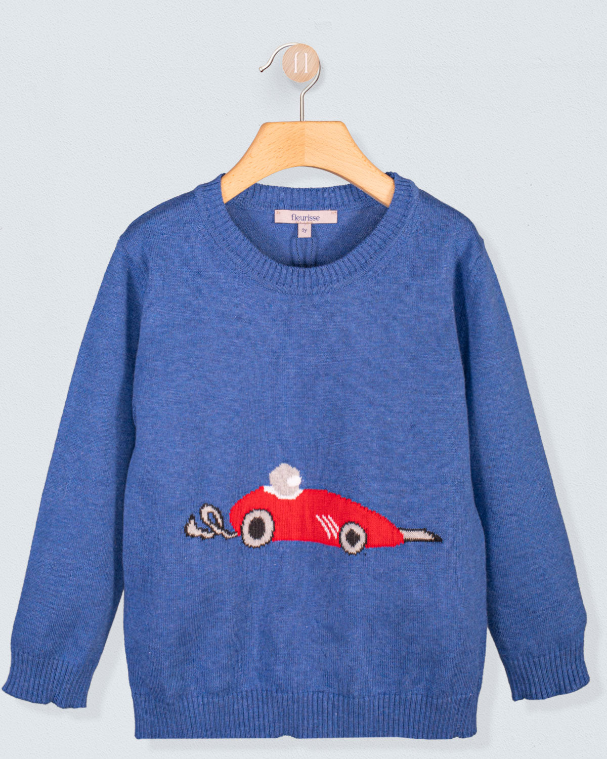 Car Mediterranean Blue Cotton Sweater - Sweater