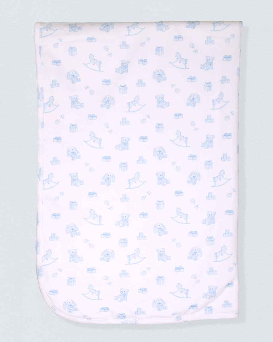 Pima Tiny Baby Toys Blue Receiving Blanket