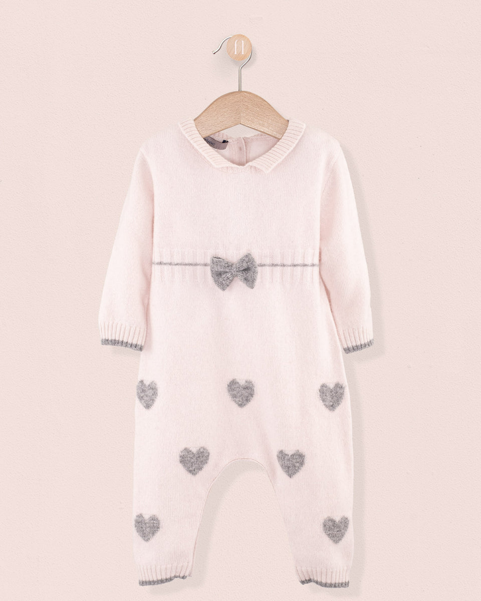Valentine Grey Hearts Cashmere Romper