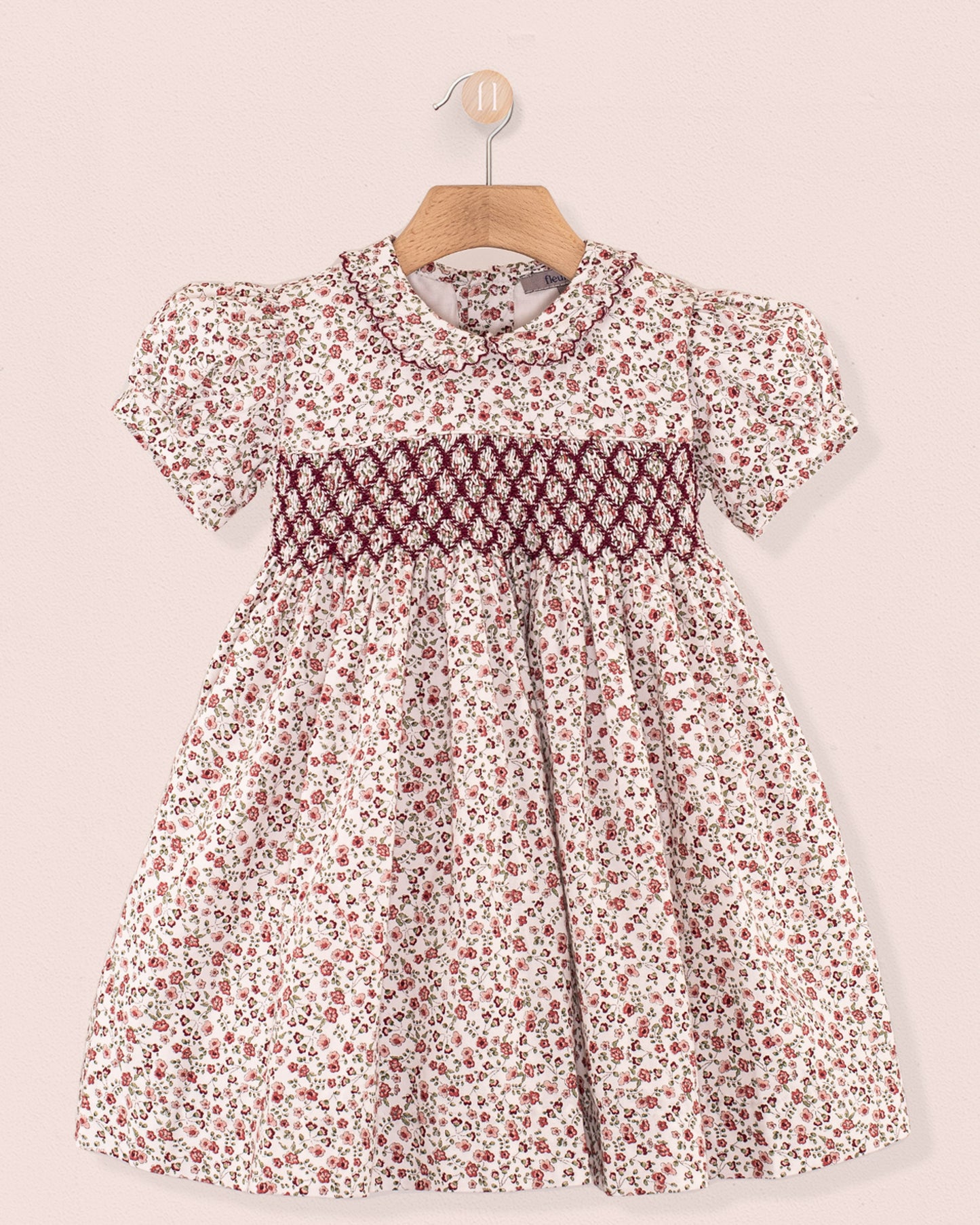 Valentina Belina Burgundy Floral Smock - Smocked Dress