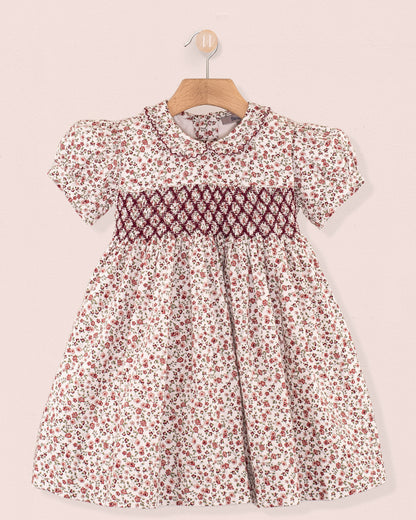 Valentina Belina Burgundy Floral Smock - Smocked Dress