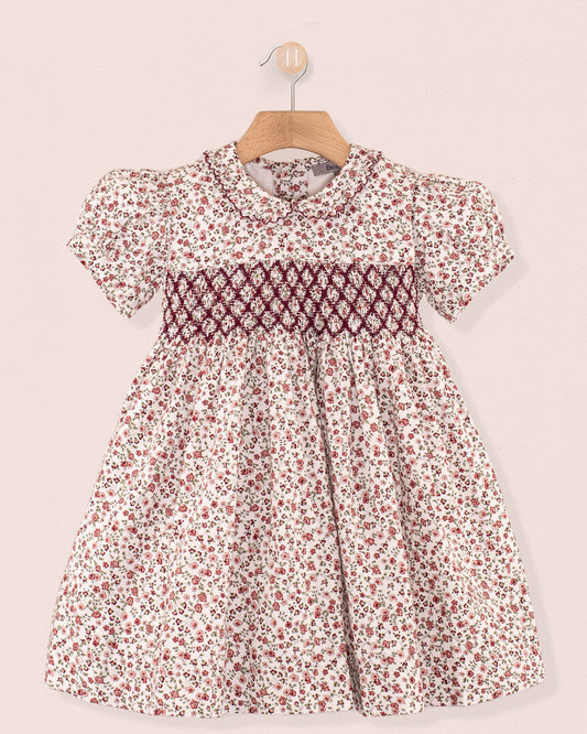 Valentina Belina Burgundy Floral Smock - Smocked Dress