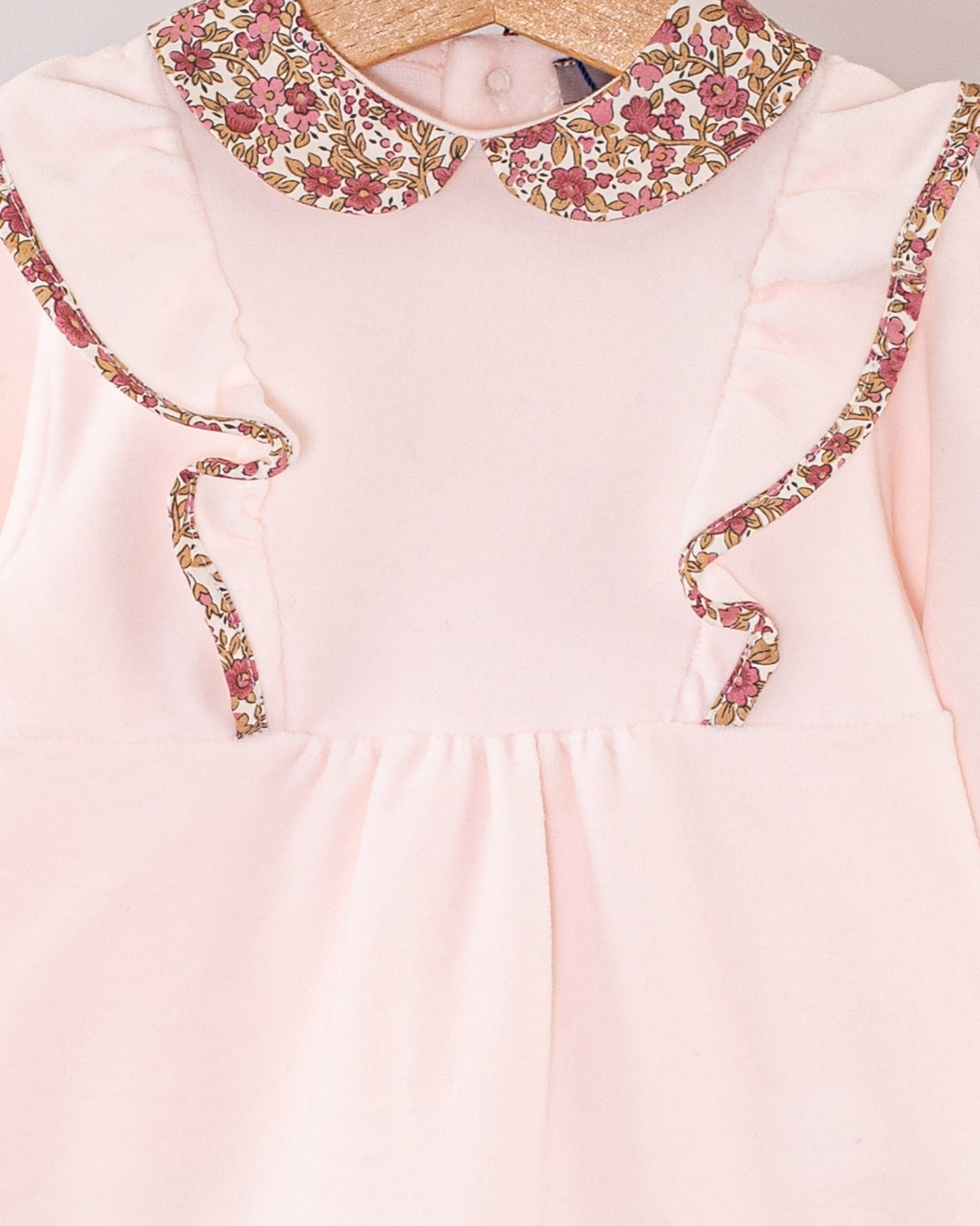 Pink Velour Ruffle Footie - Layette