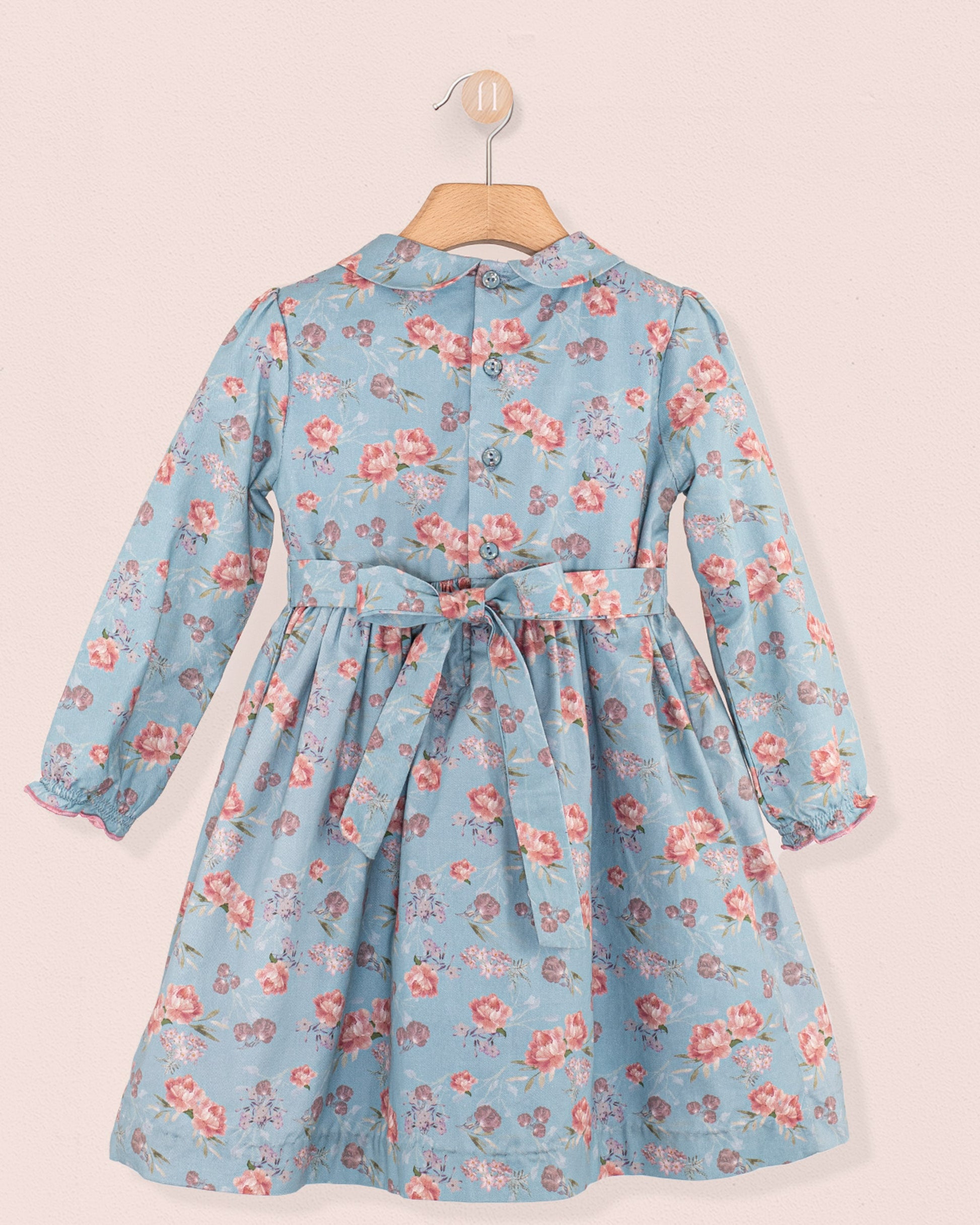 Violetta Slate Bouquet Twill - Smocked Dress