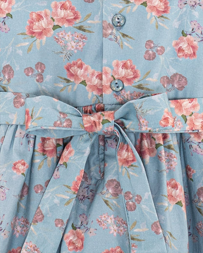 Violetta Slate Bouquet Twill - Smocked Dress