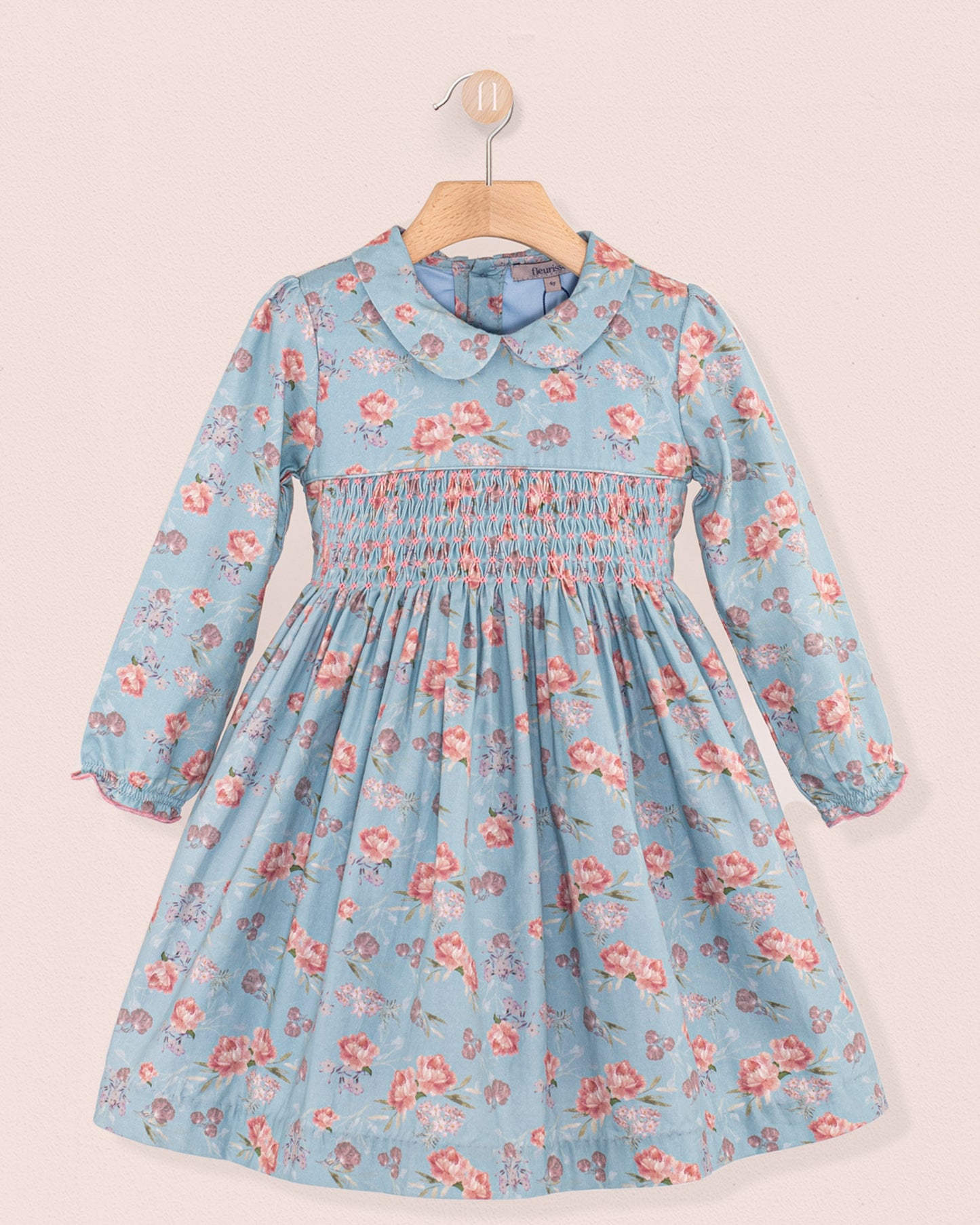 Violetta Slate Bouquet Twill - Smocked Dress