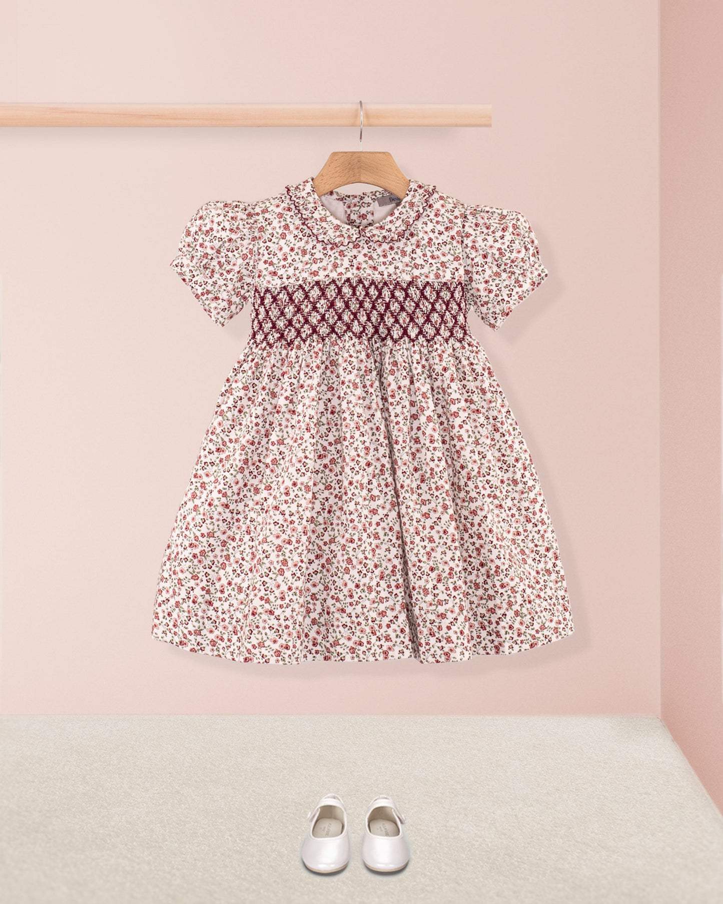 Valentina Belina Burgundy Floral Smock - Smocked Dress