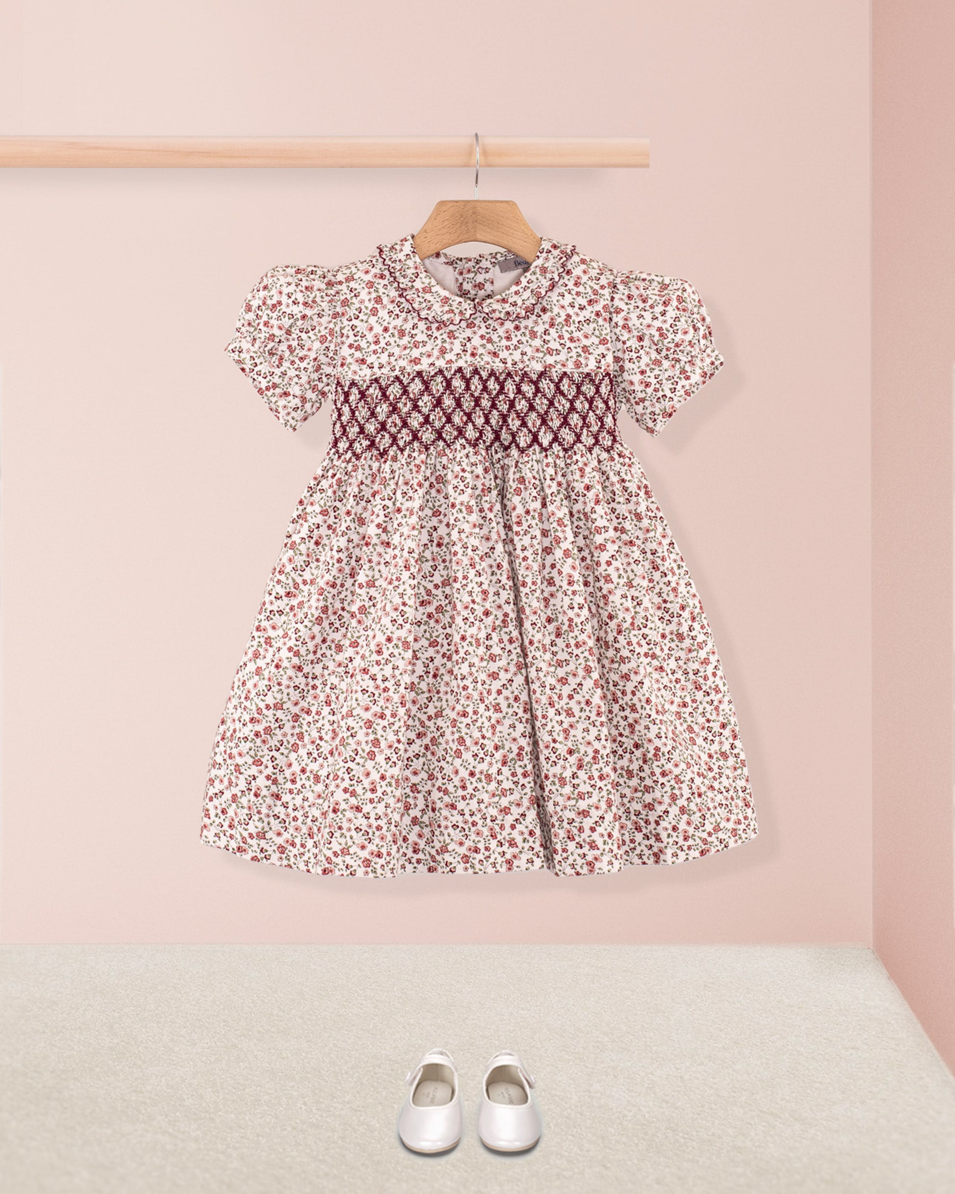 Valentina Belina Burgundy Floral Smock - Smocked Dress