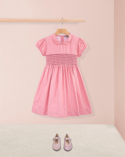 Violette Italian Mauve Flannel - Smocked Dress