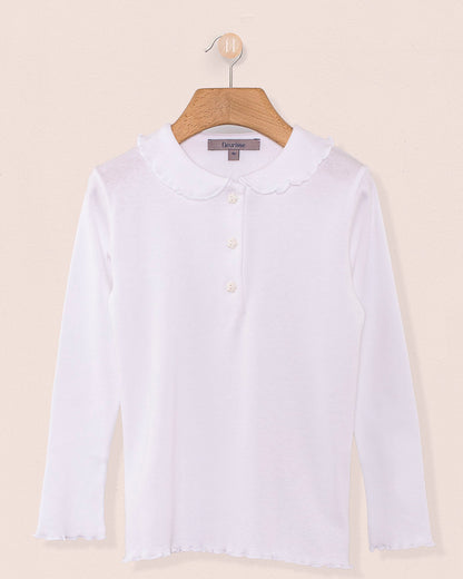 Collar Shirt Long Sleeve Italian Cotton White Trim - Jersey