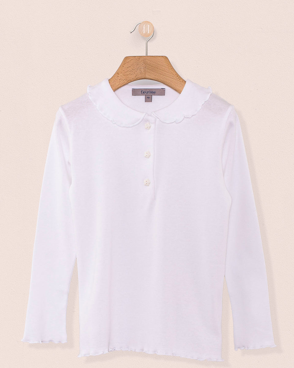 Collar Shirt Long Sleeve Italian Cotton White Trim