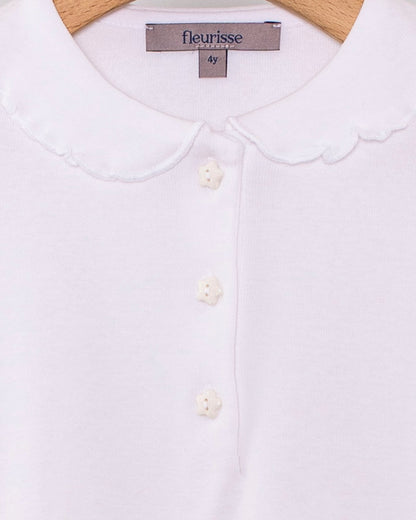 Collar Shirt Long Sleeve Italian Cotton White Trim - Jersey