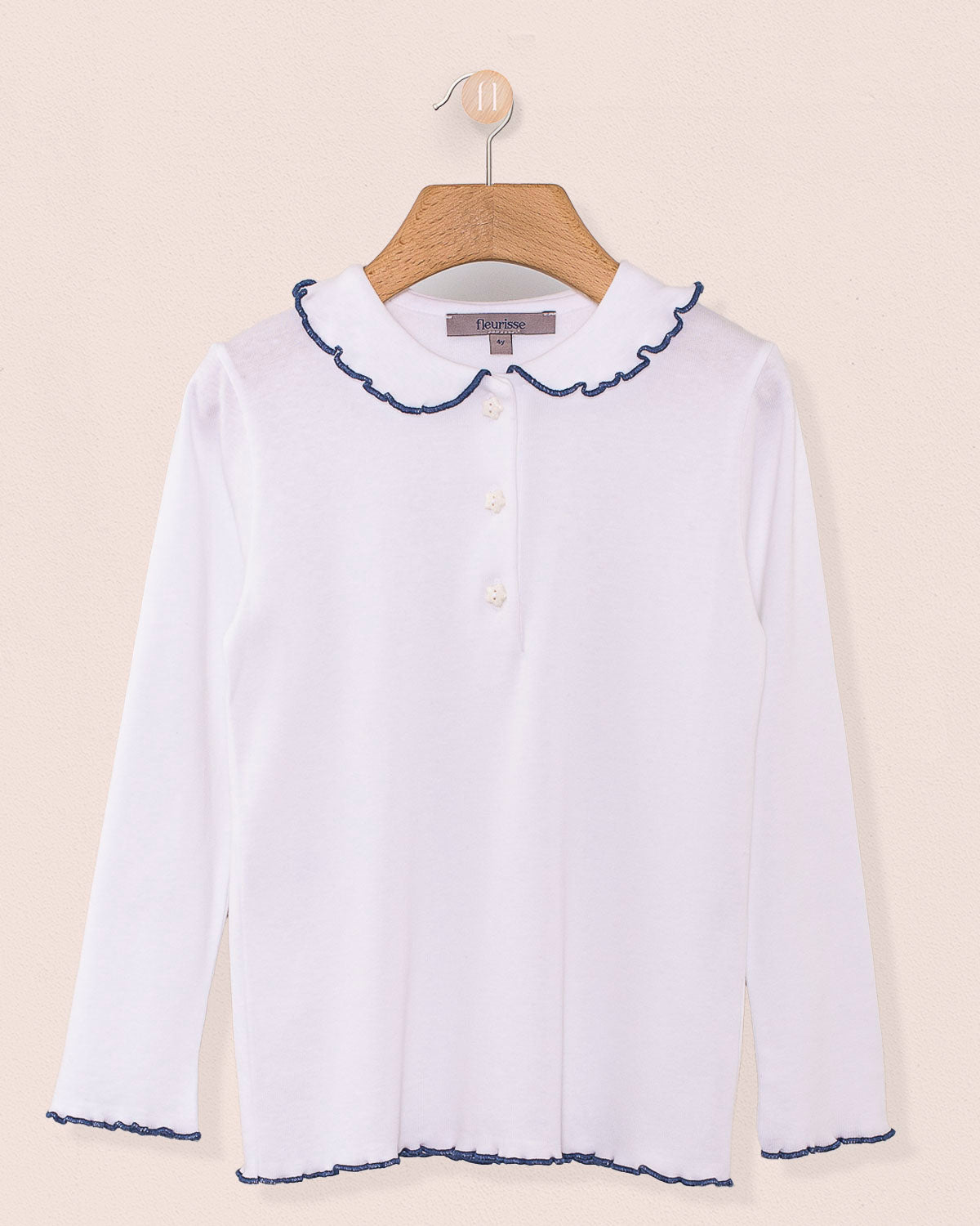 Collar Shirt Long Sleeve Italian Cotton Twilight Trim - Jersey