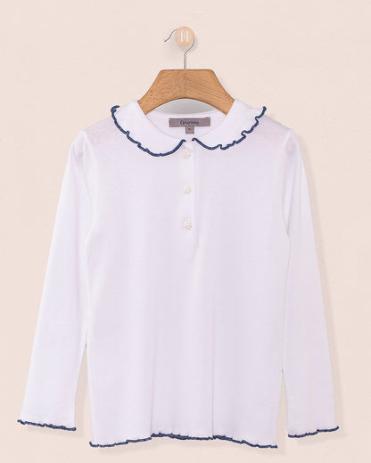 Collar Shirt Long Sleeve Italian Cotton Twilight Trim - Jersey