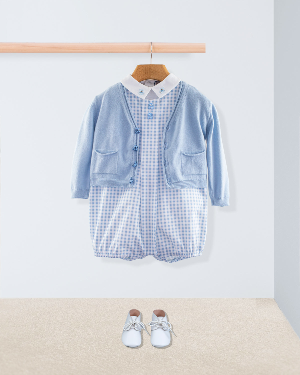 William Pastel Blue Gingham Romper - Romper