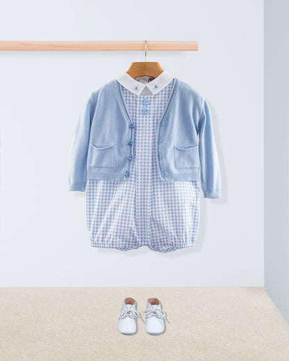 William Pastel Blue Gingham Romper - Romper