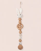 Pacifier Clip Crochet Bunny White