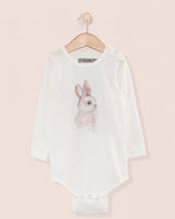 Bunny Print Long Sleeve Onesie White