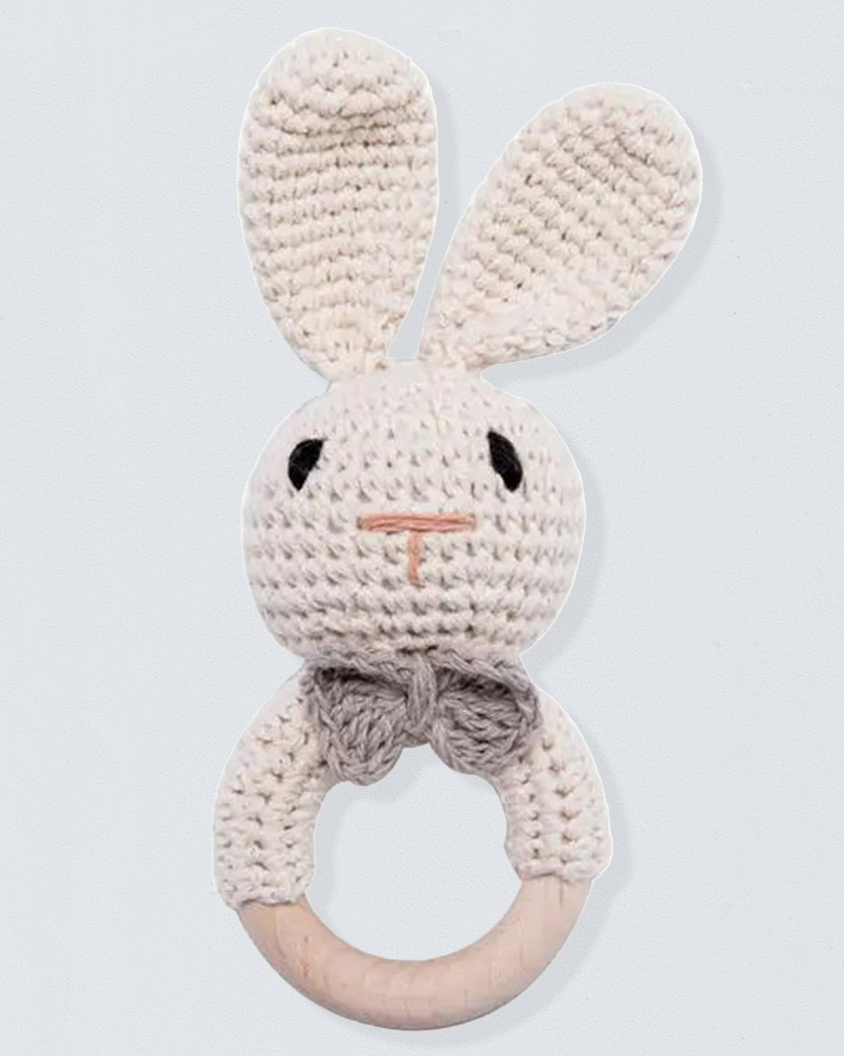 Crocheted Bunny White Rattle Toy