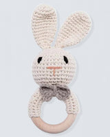 Crocheted Bunny White Rattle Toy