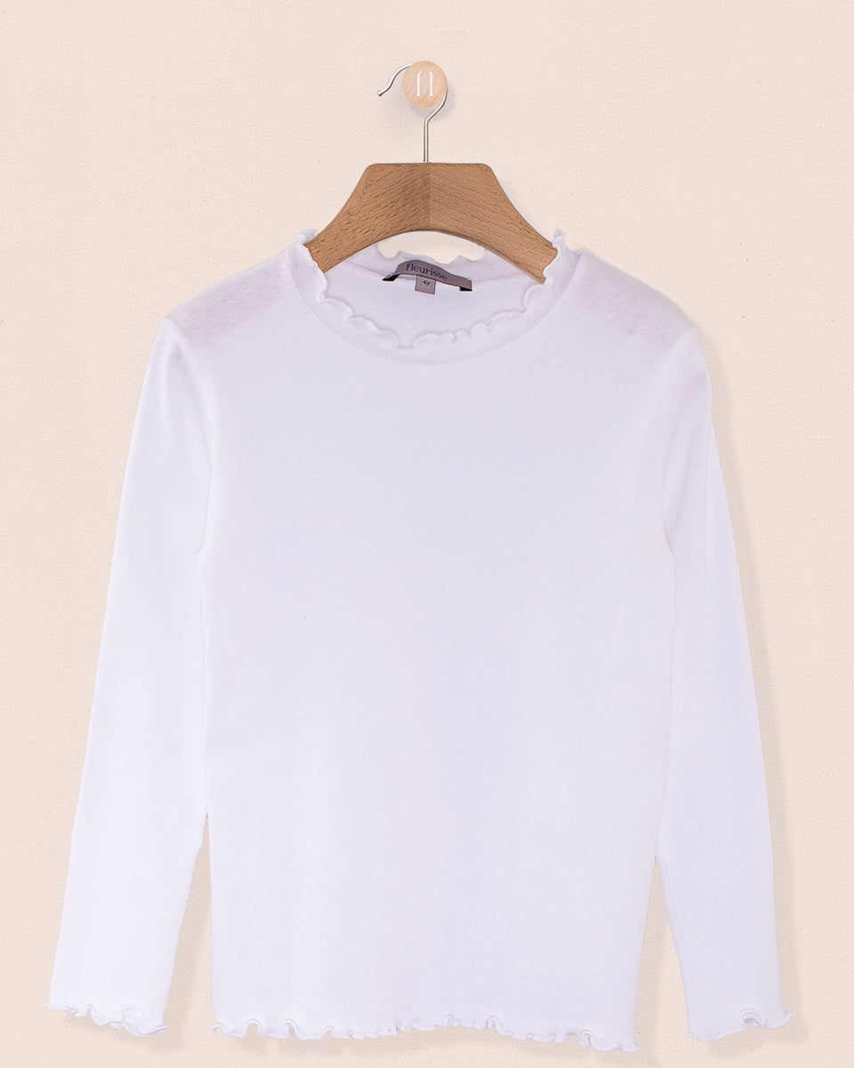 Mock Neck Italian Brushed Cotton Shirt White